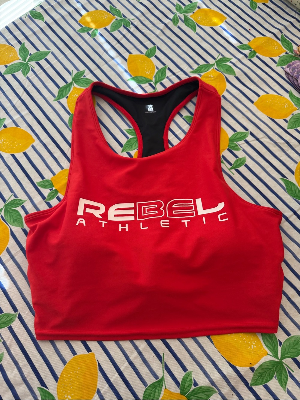Rebel Athletic x Miss America Longline Red Racerback Sports Bra
